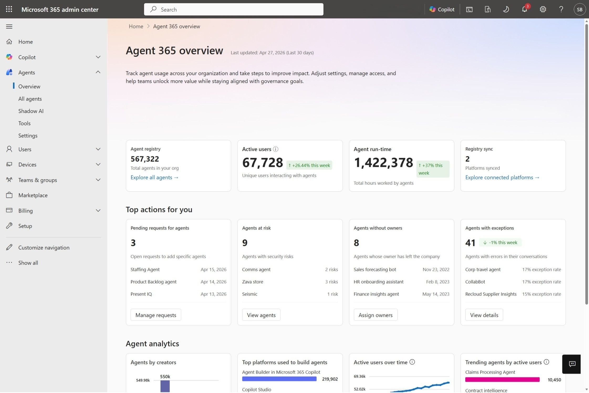 The Agent 365 Overview Dashboard and Real-Time Risk Signals