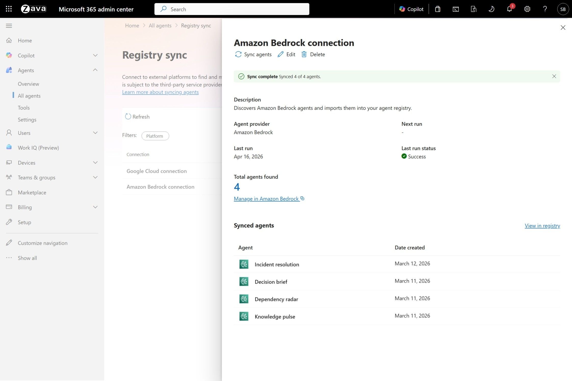 Registry Sync, currently in preview, extends the registry to external platforms. The initial release covers AWS and Google Cloud, allowing administrators to consent to sync agents from these platforms into the Agent 365 registry